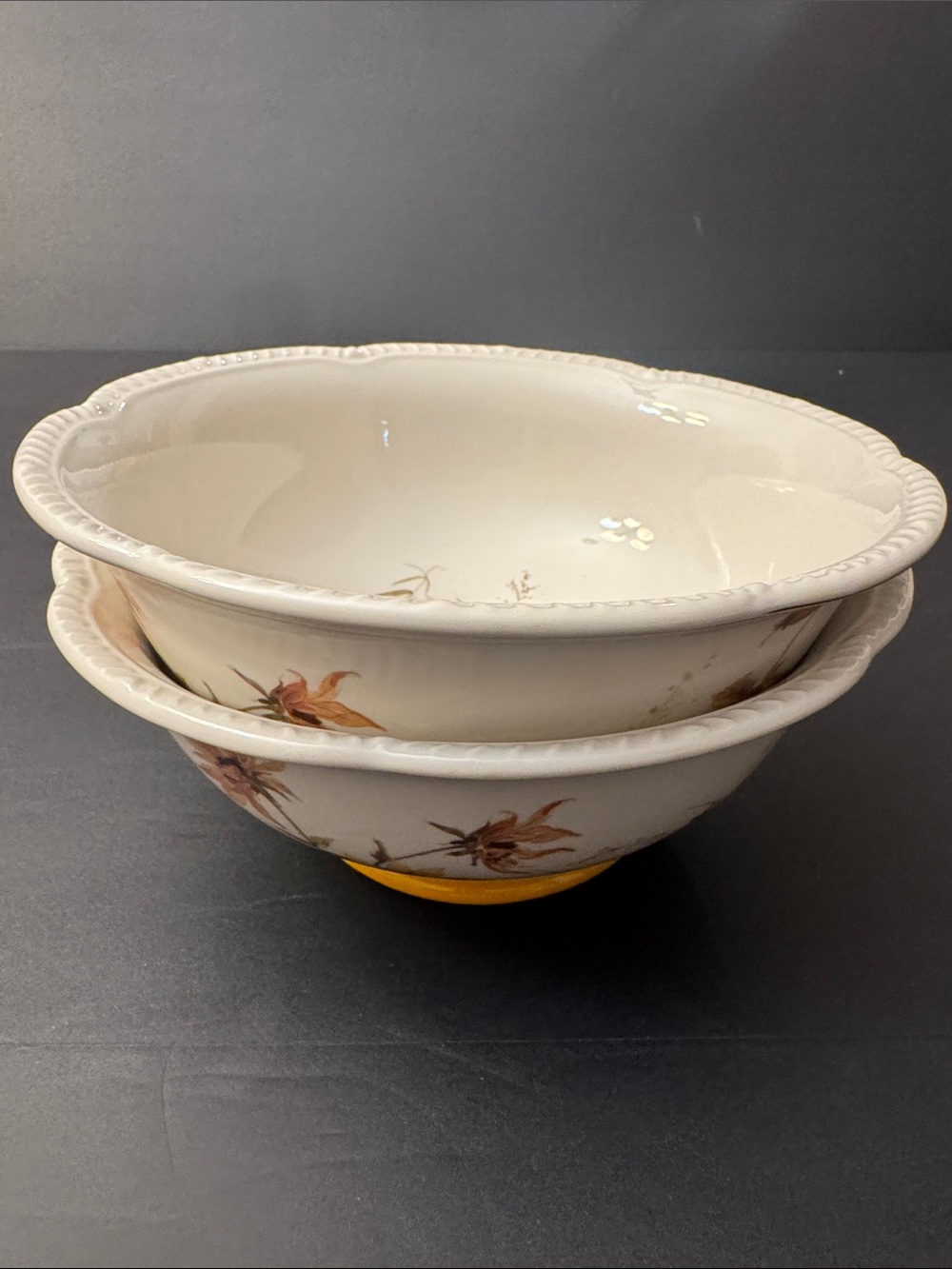 NWOT 2pc POTTER'S STUDIO Scalloped Stoneware  Fall Turkey Serving Bowl -8"x3.5"D - Picture 3 of 11